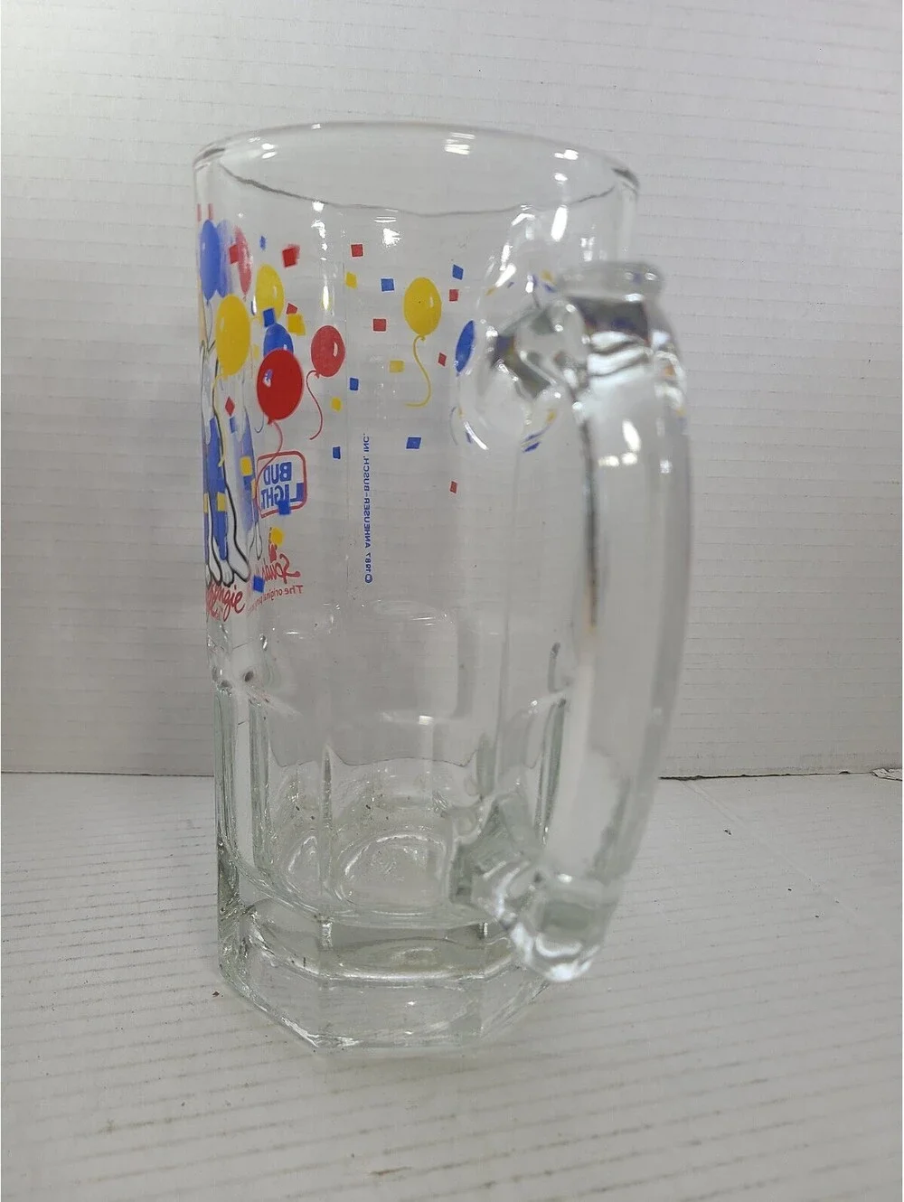 Bud Light Spuds MacKenzie Vintage 1987 Glass Beer Mug The Original Party Animal